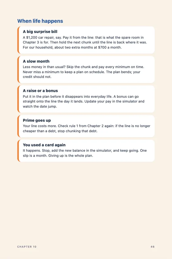 A page from Chapter 10: what to do when life happens
