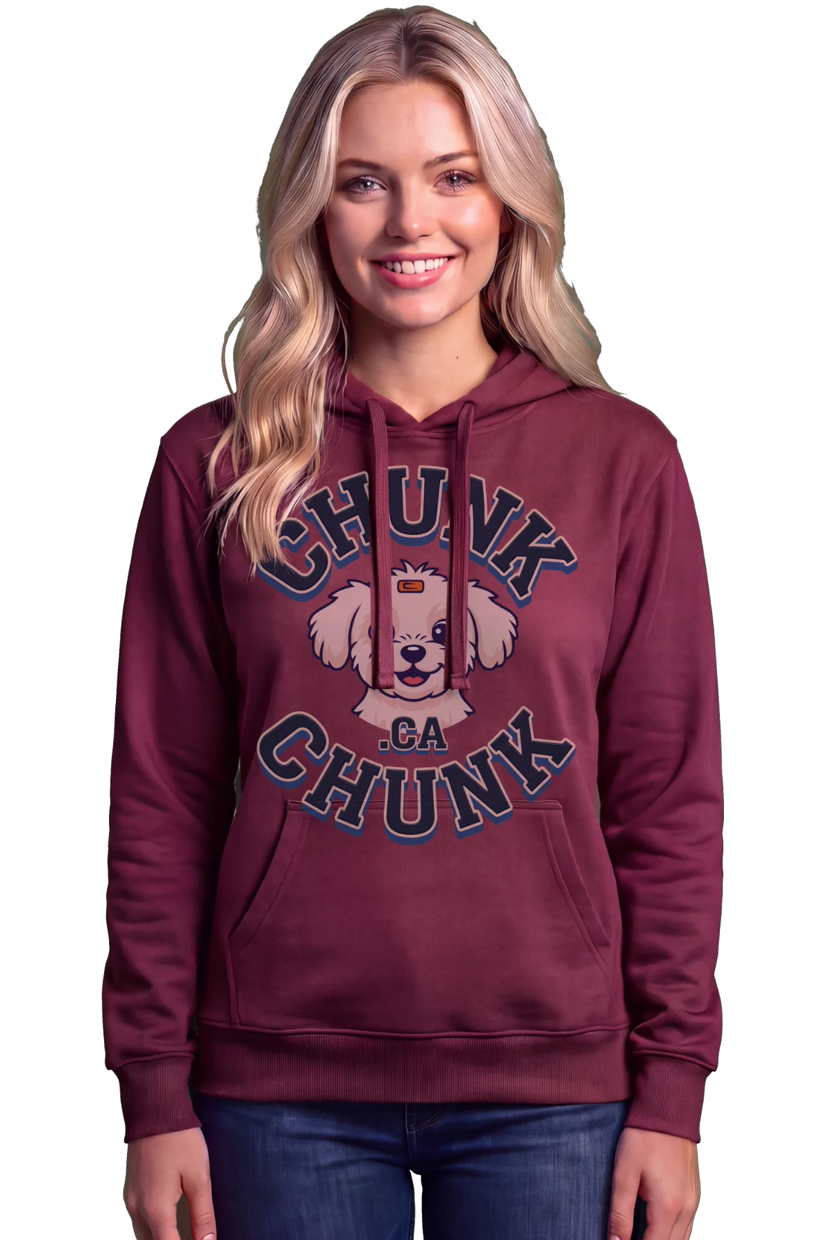 Winnie ring Hoodie, Maroon Chunk Chunk hoodie, mockup, front