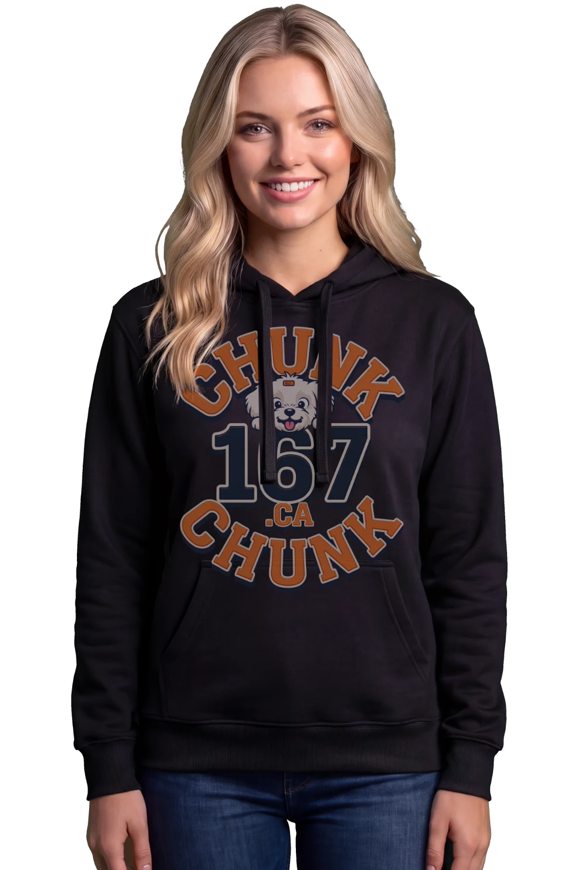 167 Hoodie, Black Chunk Chunk hoodie, mockup